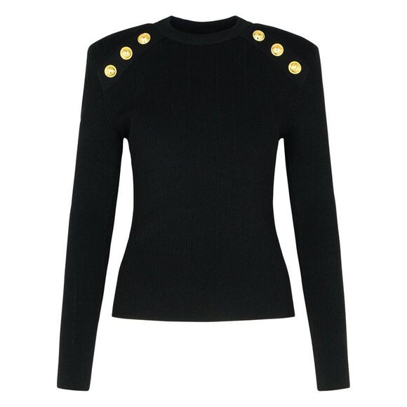BALMAIN Sweaters - Balmain Black Viscose Blend Sweater Women